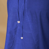 Royal Blue Cotton Poplin Halter Neck Flared Top