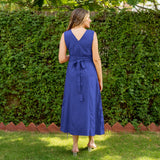 Royal Blue Cotton V-Neck Sleeveless Maxi Dress