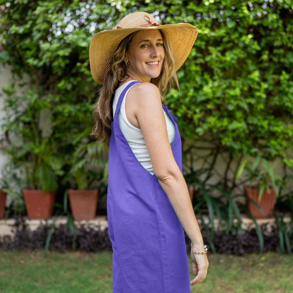 Royal Purple Cotton Poplin Dungaree Playsuit