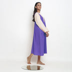 Royal Purple Cotton Poplin Paneled Midi Shift Dress