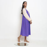 Royal Purple Cotton Poplin Paneled Midi Shift Dress