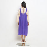 Royal Purple Cotton Poplin Paneled Midi Shift Dress