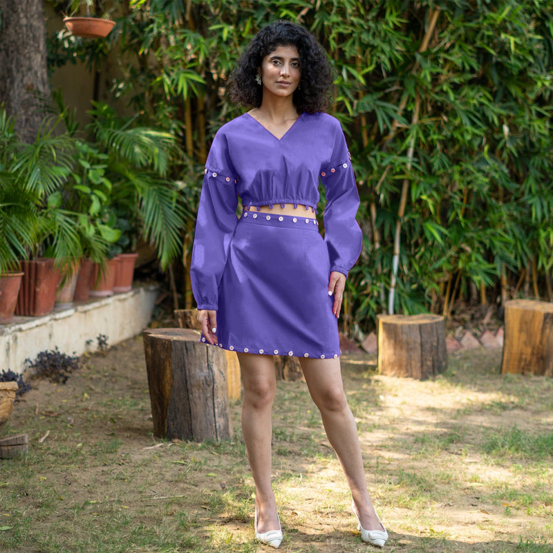 Royal Purple Cotton Poplin V-Neck Infinity Midi Dress