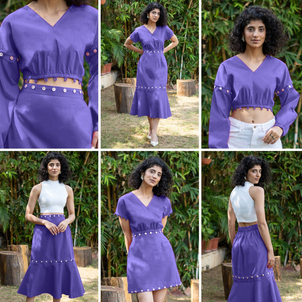 Royal Purple Cotton Poplin V-Neck Infinity Midi Dress
