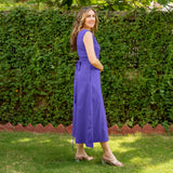 Royal Purple Cotton V-Neck Sleeveless Maxi Dress