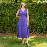 Royal Purple Cotton V-Neck Sleeveless Maxi Dress