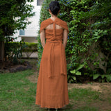 Rust Crinkled Cotton Flax Boho Infinity Drape Gown with Matching Tube