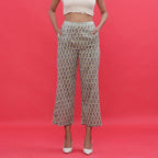 Front View of a Model wearing Sage Green Mid Rise Straight Pant