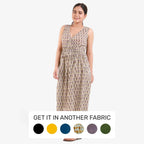 Front View of a Model wearing Sage Green Floral Wrap Cotton Dress