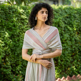 Salmon Pink Crinkled Cotton Boho Infinity Drape Gown with Matching Tube