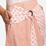 Close View of a Model wearing Sanganeri Block Print Cotton Short Skirt