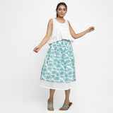 Front View of a Model wearing Sanganeri Block Print Cotton Layered Maxi Skirt