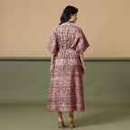 Back View of a Model wearing Sangria Wine Shibori Kaftan Dress