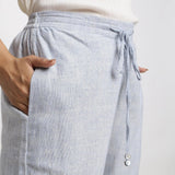 Right Detail of a Model wearing Sky Blue Handspun Cozy Bermuda Shorts