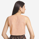 Back View of a Model wearing Solid Yellow Yarn Dyed Cotton Crop Top
