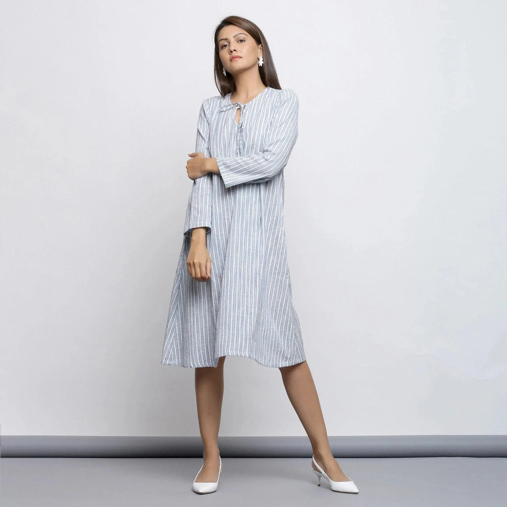 Front View of a Model wearing Crinkled Cotton Princess Line Dress