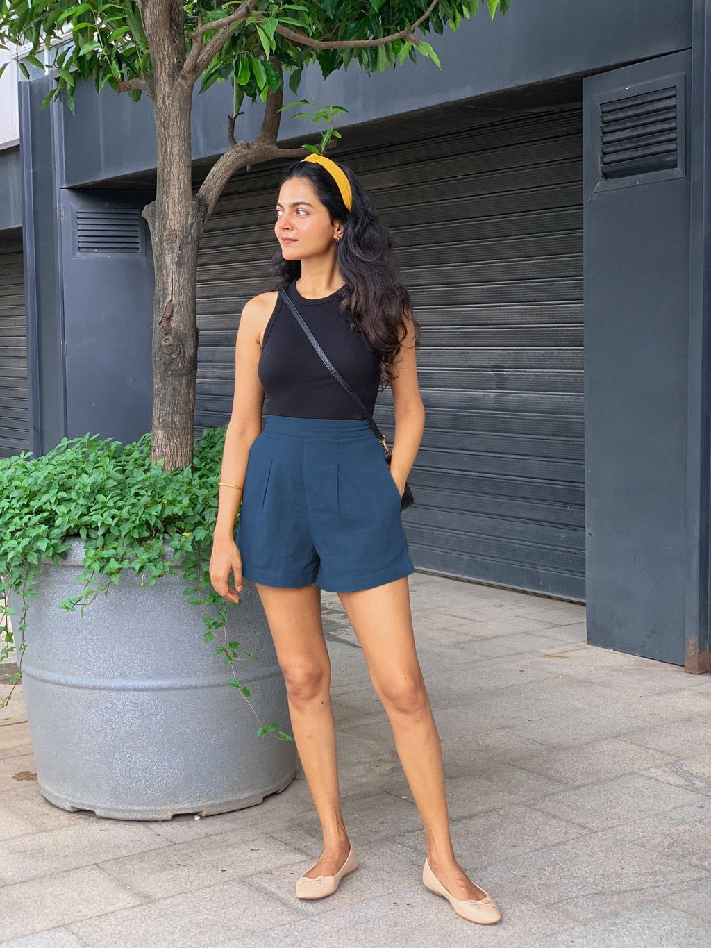 Teal Blue 100% Cotton Elasticated Shorts