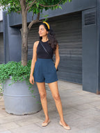 Teal Blue 100% Cotton Elasticated Shorts