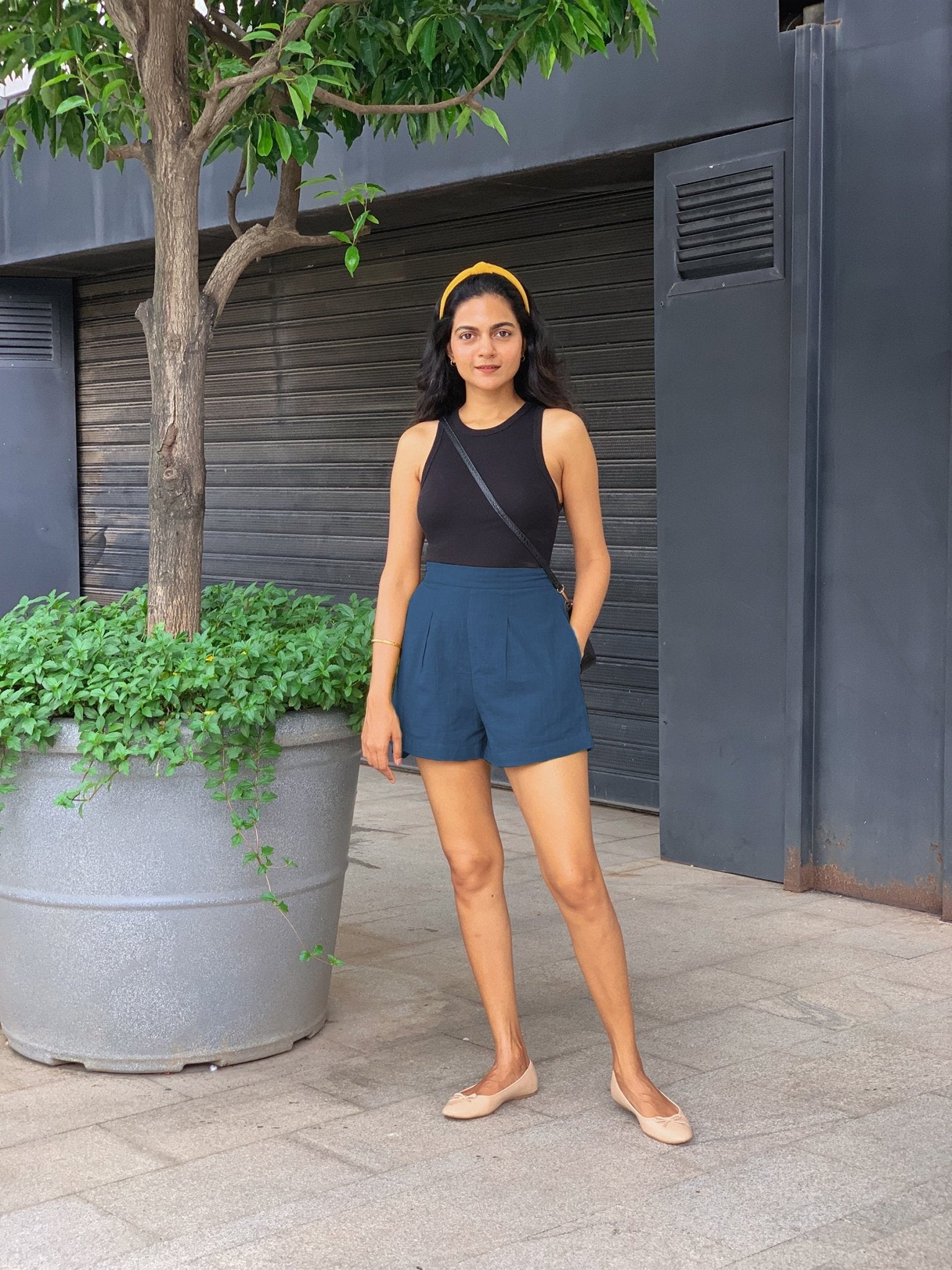 Teal Blue 100% Cotton Elasticated Shorts