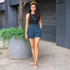 Teal Blue 100% Cotton Elasticated Shorts