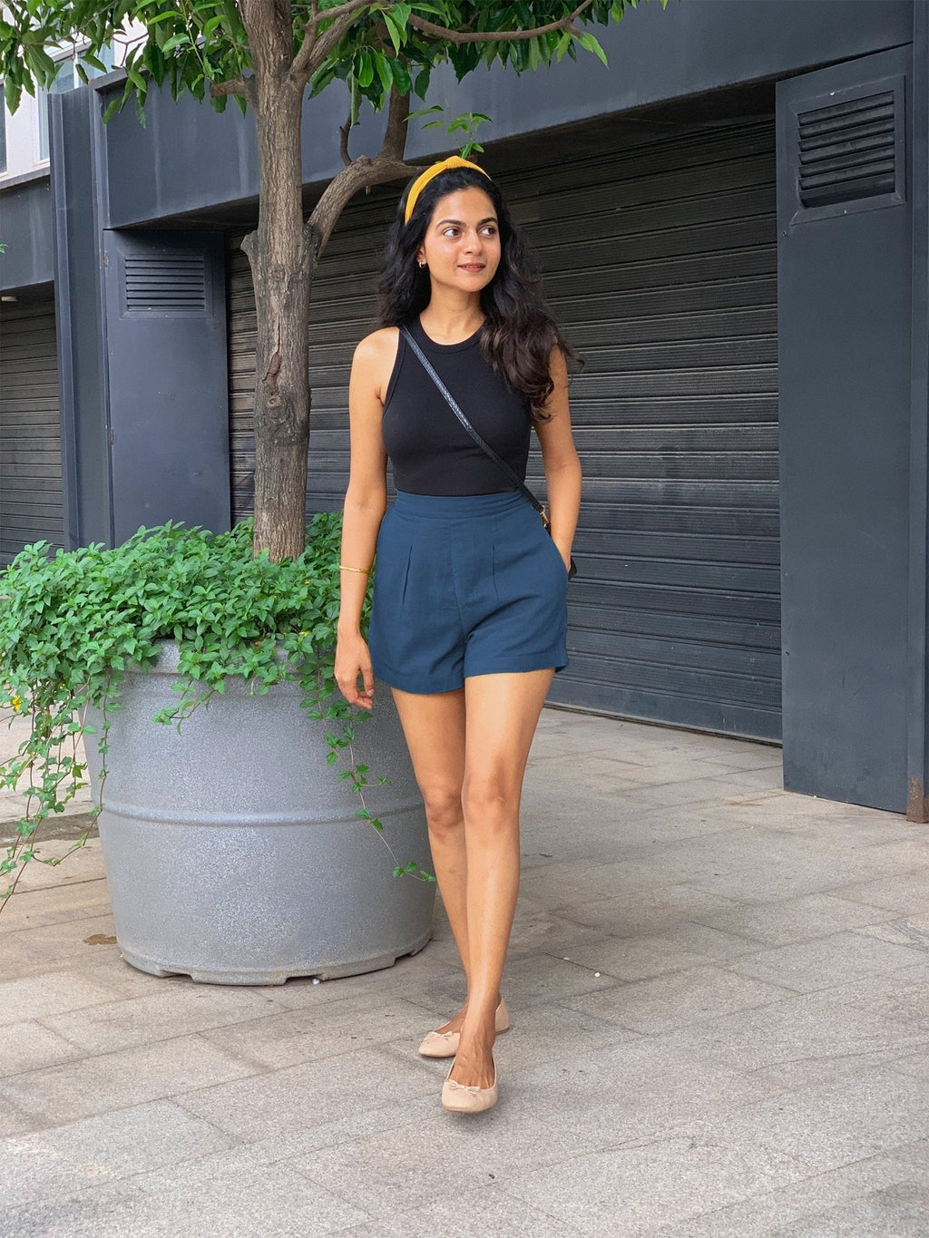 Teal Blue 100% Cotton Elasticated Shorts