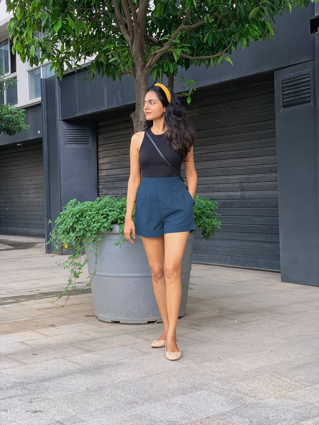 Teal Blue 100% Cotton Elasticated Shorts