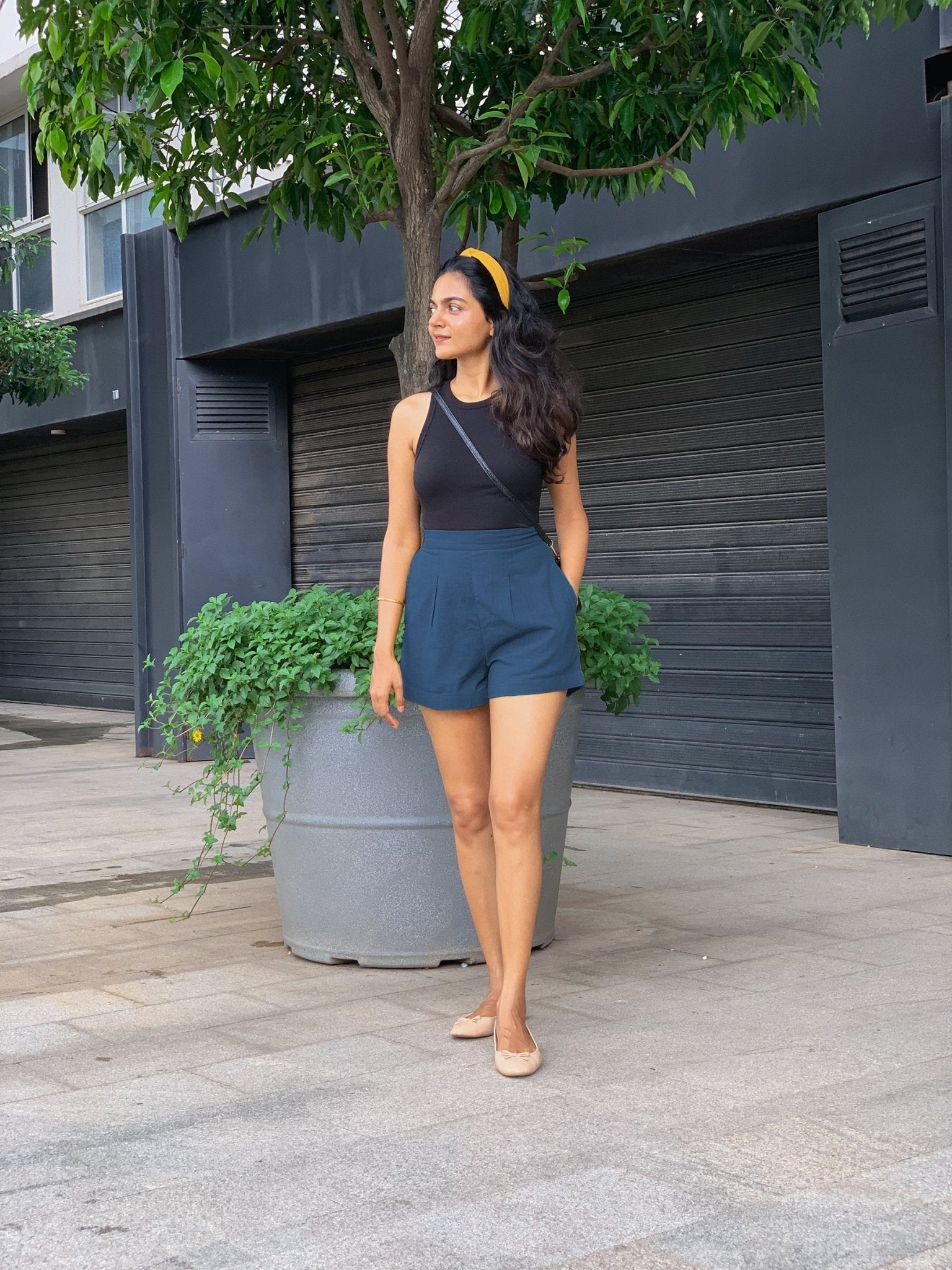 Teal Blue 100% Cotton Elasticated Shorts