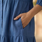 Teal Blue 100% Cotton Short Shirt Dress