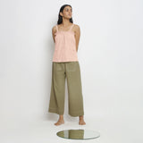 Front View of a Model wearing Vegetable-Dyed Pink 100% Cotton Cami Top