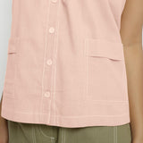 Front Detail of a Model wearing Vegetable-Dyed Pink 100% Cotton Cami Top