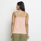 Back View of a Model wearing Vegetable-Dyed Pink 100% Cotton Cami Top