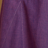 Close View of a Model wearing Violet Handspun Cotton Midi Godet Dress