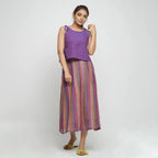Front View of a Model wearing Violet Mangalgiri Cotton Solid Camisole Top