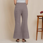Back View of a Model wearing Warm Cotton Flannel Ash Grey Bootcut Pants
