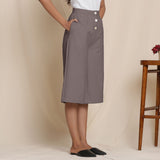 Right View of a Model wearing Warm Cotton Flannel Ash Grey Culottes