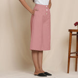 Right View of a Model wearing Warm Cotton Flannel Pink Culottes
