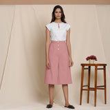 Front View of a Model wearing Warm Cotton Flannel Pink Culottes