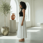 White 100% Cotton Elasticated Maxi Tier Skirt