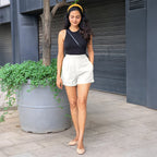 White 100% Cotton Elasticated Shorts