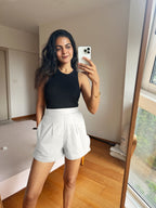 White 100% Cotton Elasticated Shorts