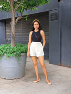 White 100% Cotton Elasticated Shorts