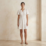 White Cotton Elasticated Short Tier Dress