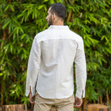 White Cotton Linen Full Sleeve Relaxed Shirt