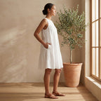 White Cotton Tiered Mini Sundress