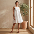 White Cotton Tiered Mini Sundress
