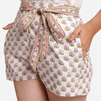 Front Detail of a Model wearing White Straight Fit Straight Shorts