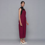 Wine Warm Cotton Corduroy Dungaree Jumpsuit