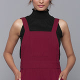 Wine Warm Cotton Corduroy Dungaree Jumpsuit