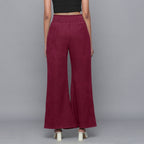 Wine Warm Cotton Corduroy Elasticated Bootcut Pant