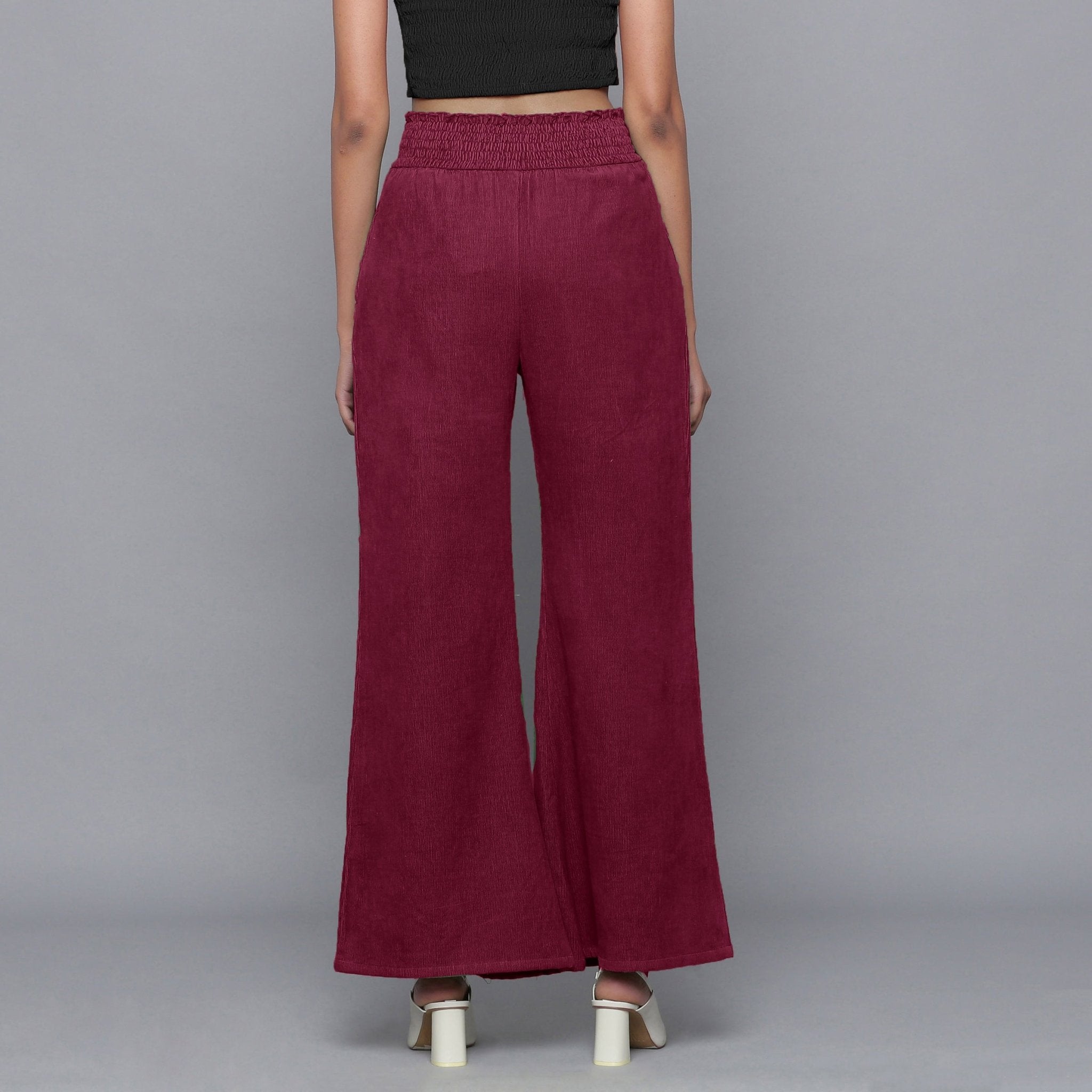 Wine Warm Cotton Corduroy Elasticated Bootcut Pant